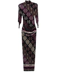 Burc Akyol - Carpet-Printed Velvet Maxi Dress - Lyst