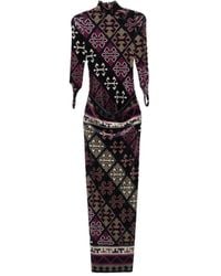 Burc Akyol - Carpet-Printed Velvet Maxi Dress - Lyst