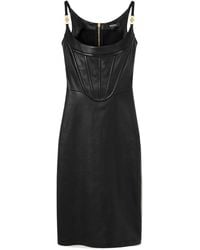 Versace - Leren Midi-jurk Met Korset Stijl - Lyst