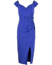 Self-Portrait - Cobalt Crepe Midi Dress - Lyst
