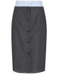 Prada - Wool Midi Skirt - Lyst