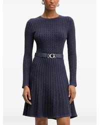 Guess - Long-Sleeved Belted Mini Dress - Lyst