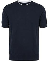 Peserico - Contrast-Trim Knitted T-Shirt - Lyst