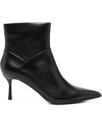 CafeNoir - Pointed-Toe Leather Ankle Boots - Lyst