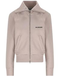 Balenciaga - Logo-Print Zip-Up Sweatshirt - Lyst