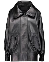 Balenciaga - Leather Bomber Jacket - Lyst