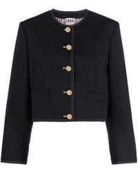 Thom Browne - Cropped Jacket With Rwb Detail - Lyst