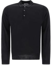 John Smedley - Long-Sleeve Classic-Collar Polo Shirt - Lyst