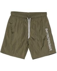 Emporio Armani - Logo-Embroidered Drawstring Swim Shorts - Lyst