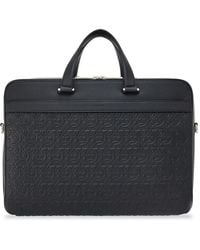 Ferragamo - Monogram Embossed Leather Briefcase - Lyst
