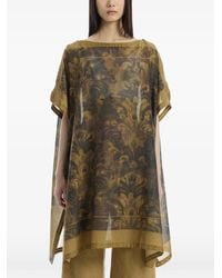 Into The East - Damask-Print Button-Detail Top - Lyst