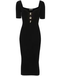 Elisabetta Franchi - Geripptes Kleid mit Logo-Schild - Lyst