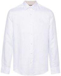 BOSS - Spread-collar Linen-blend Shirt - Lyst