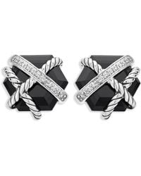 David Yurman - Cable Wrap ダイヤモンド ピアス 11mm スターリングシルバー - Lyst