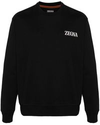 Zegna - Rubberized-logo Cotton Sweatshirt - Lyst