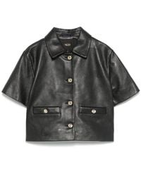 Maje - Cropped Leather Jacket - Lyst