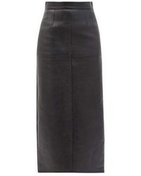 Miu Miu - Panelled Leather Midi Skirt - Lyst