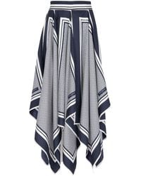 Balmain - Silk Monogram Midi Skirt - Lyst