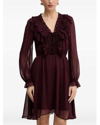 Morgan - Ruffled Long-Sleeve Mini Dress - Lyst