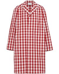 Prada - Gingham-Check Cotton Coat - Lyst