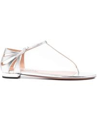Aquazzura - Frida Leather T-Bar Flat Sandals - Lyst