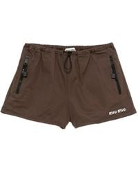 Miu Miu - Short À Logo Imprimé - Lyst