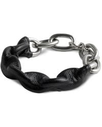 Maison Margiela - Leather-Wrapped Chain-Link Bracelet - Lyst
