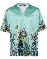 NAHMIAS - Botanical Camp-collar Satin Shirt - Lyst