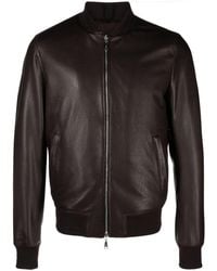 Tagliatore - Zip-up Leather Bomber Jacket - Lyst