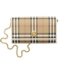 Burberry - Check Chain Strap Wallet - Lyst