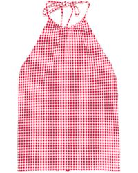 Hunza G - Check-Pattern Halterneck Top - Lyst