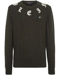 Philipp Plein - Logo-Appliqué Cable-Knit Jumper - Lyst