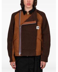 Sacai - Asymmetric-Zip Knitted Jacket - Lyst