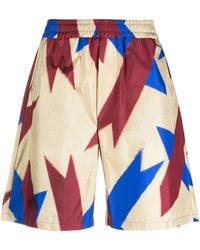 Pierre Louis Mascia - Abstract-Print Silk Shorts - Lyst
