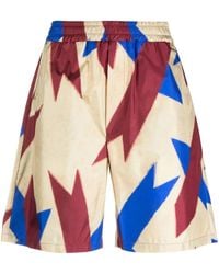 Pierre Louis Mascia - Abstract-Print Silk Shorts - Lyst
