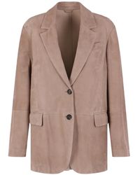 Brunello Cucinelli - Suede Single-Breasted Blazer - Lyst