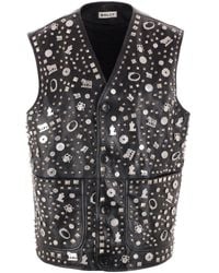 Bally - Studded Leather Button-Front Vest - Lyst