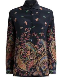 Etro - Seidenhemd Mit Platziertem Blumen-Paisley-Print - Lyst