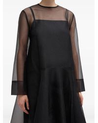 Ganni - Cape-Sleeve Organza Maxi Dress - Lyst