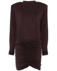 ANDAMANE - Lennox Padded-Shoulder Ruched-Detail Mini Dress - Lyst