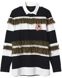Simone Rocha - Gestreept Poloshirt Verfraaid Met Ruches - Lyst