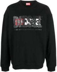 DIESEL - Logo-Print Cotton Sweatshirt - Lyst
