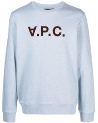 A.P.C. - Vpc Flocked-logo Cotton Sweatshirt - Lyst