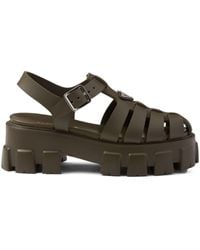 Prada - Sandalen Met Logo En Plateauzool - Lyst