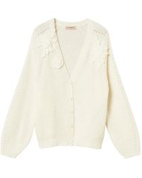 Twinset - Cardigan With Crochet Flowers - Lyst