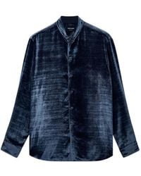Giorgio Armani - Velvet Mandarin-Collar Shirt - Lyst