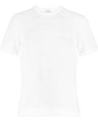 Courreges - Logo-embroidered Perforated Cotton T-shirt - Lyst