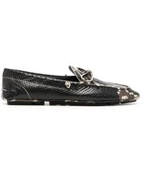Bally - Snakeskin-effect Leather Loafers - Lyst