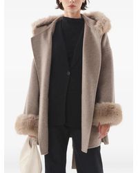 GIOVANNI PARIS - Abrigo Carolina Con Capucha Y Ribete De Pelo Artificial - Lyst