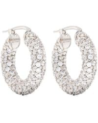 Jil Sander - Rhinestone-Embellished Hinged Hoop Earrings - Lyst